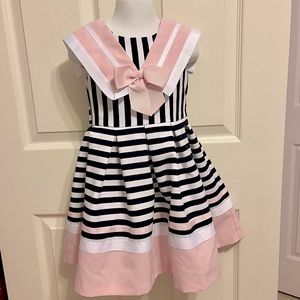 🔥3/$30- Stripe dark navy blue, pink and white dress - size 4